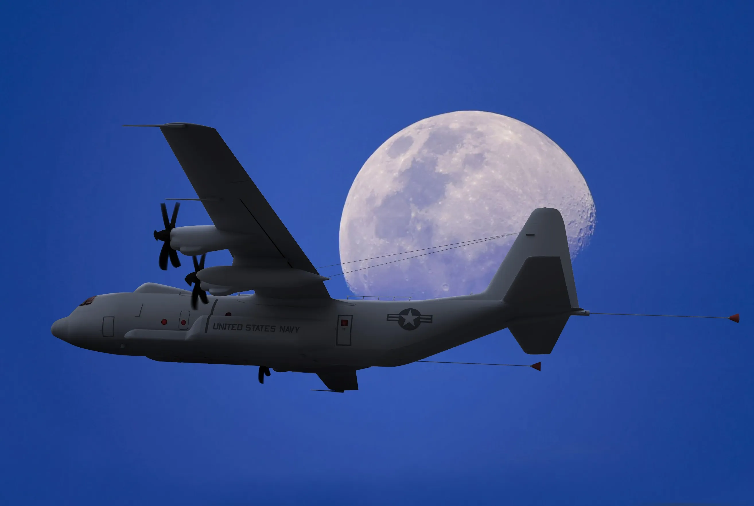 Rendu du futur avion E-130J de l'US Navy, qui soulagera l'E-6B Mercury de la mission Take Charge and Move Out (TACAMO). (Rendu avec l'aimable autorisation de Northrop Grumman Corp.)